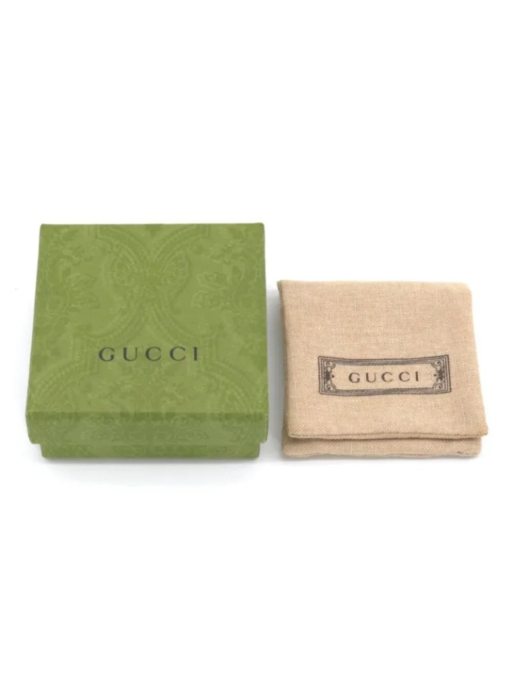 Gucci Interlocking G Golmet Chain Ring S No 12 Gold Finish Metal Box Bag